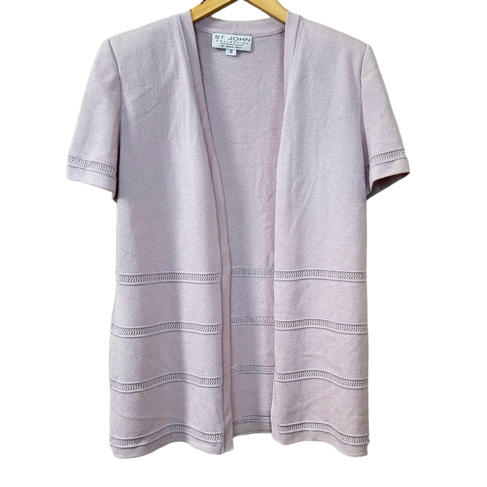ST JOHN COLLECTION Light Purple Santana Knit Cardigan Jacket Women’s‎ Sz 10
